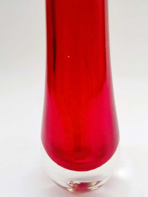 Murano Sommerso Red glass Tubular Bud Vase