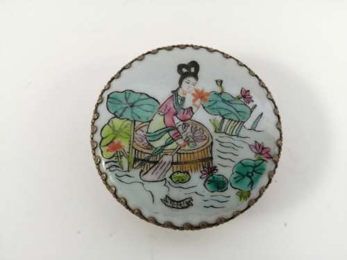 Vintage Oriental Silver and Enamel Trinket Box