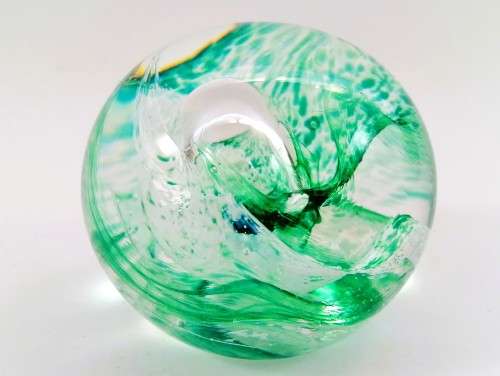 Caithness Hand Blown Glass Green Paperweight