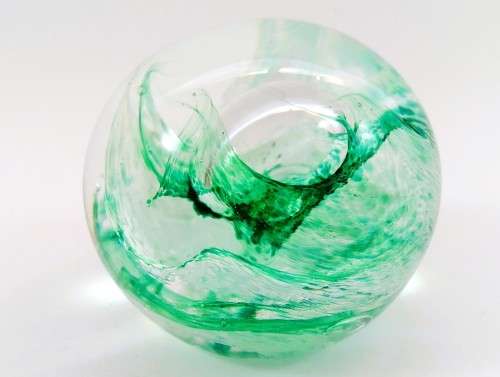 Caithness Hand Blown Glass Green Paperweight