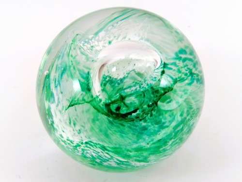Caithness Hand Blown Glass Green Paperweight