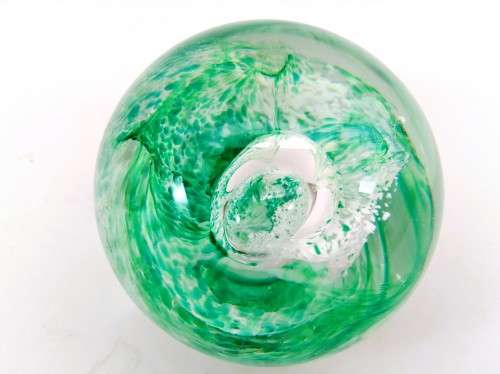 Caithness Hand Blown Glass Green Paperweight