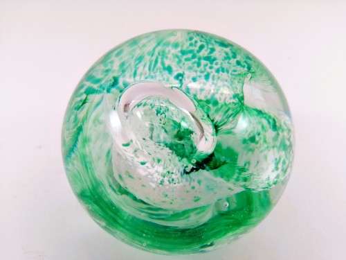 Caithness Hand Blown Glass Green Paperweight