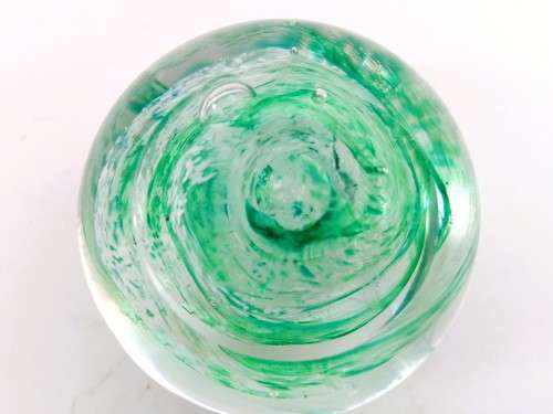 Caithness Hand Blown Glass Green Paperweight