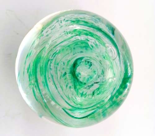Caithness Hand Blown Glass Green Paperweight
