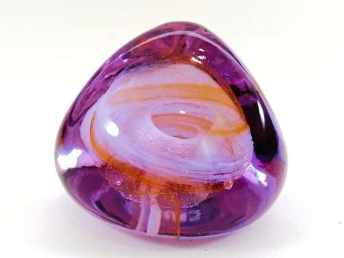 Stunning Vibrant Pink orange Caithness Pebble glass paperweight