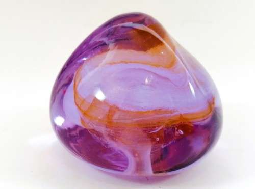 Stunning Vibrant Pink orange Caithness Pebble glass paperweight