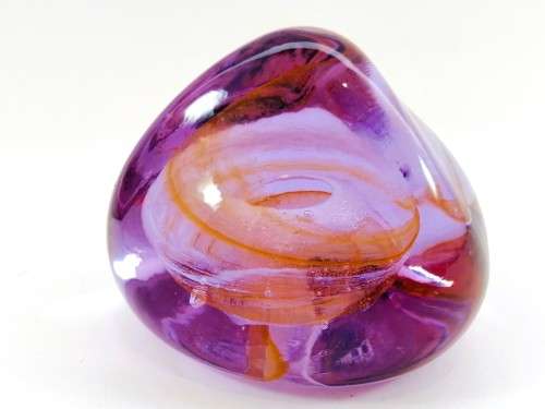 Stunning Vibrant Pink orange Caithness Pebble glass paperweight