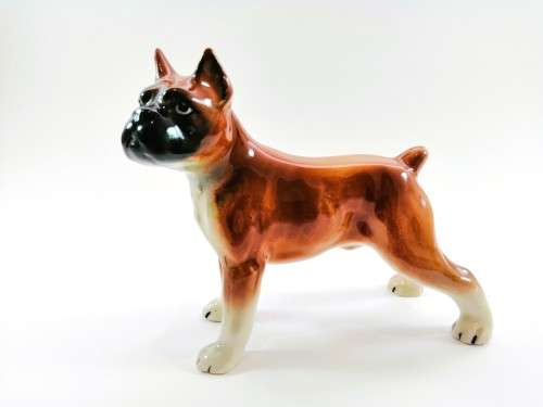 Vintage Quality Boxer Dog Ceramic Ornament Figurine