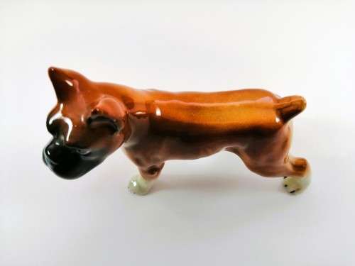 Vintage Quality Boxer Dog Ceramic Ornament Figurine