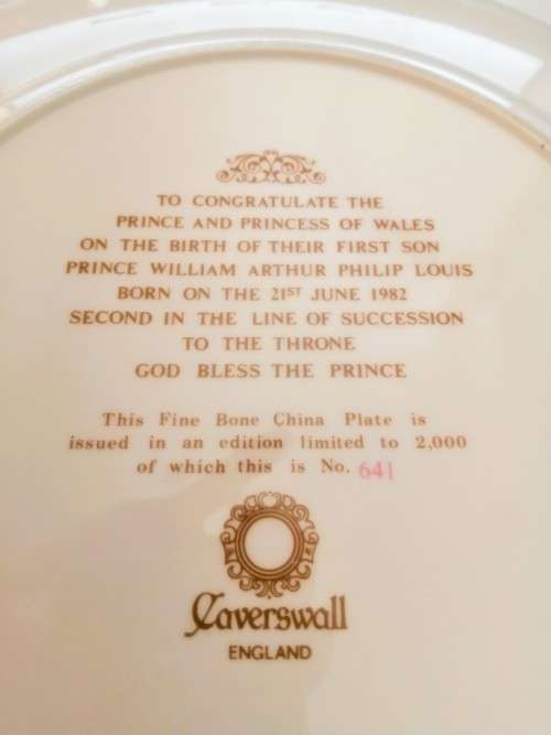 Gold Trim Decorative Caverswall Ltd Plate Bone China Princess Diana and Charles Wedding