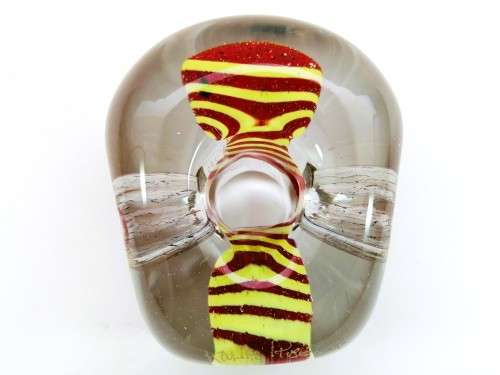 Magnificent Glass Yellow and Red Large Paperweight