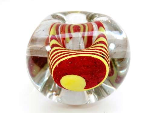 Magnificent Glass Yellow and Red Large Paperweight