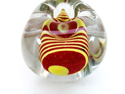 Magnificent Glass Yellow and Red Large Paperweight