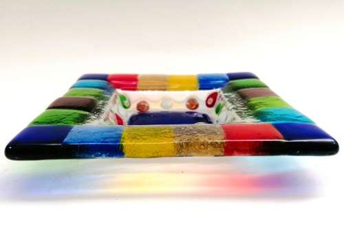 Vibrant Multi coloured glass Plate