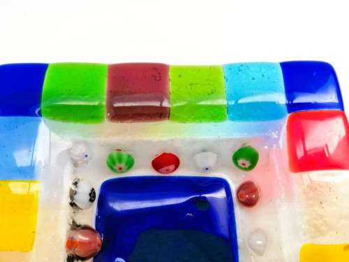 Vibrant Multi coloured glass Plate