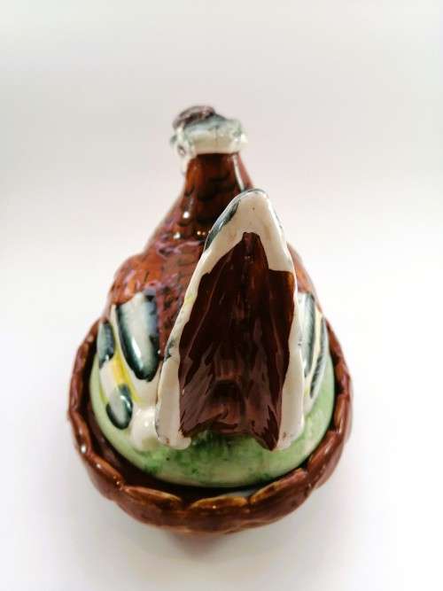 Marvelous Rare Large Figural English Staffordshire Porcelain Laying Hen Chicken on Nest Tureen