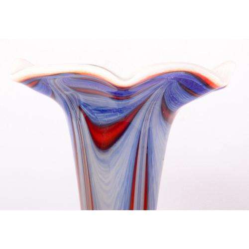 Magnificent 82cm Two tall Murano-style art glass waterfall coloured vases
