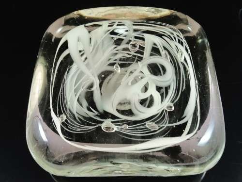Murano clear and white swirl glass table ornaments paperweight