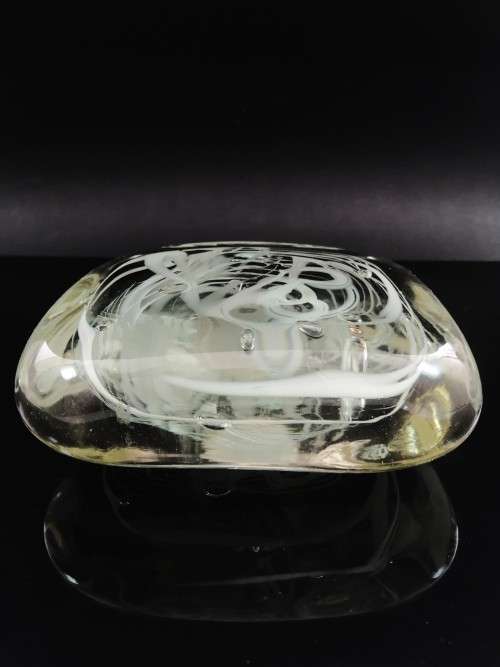 Murano clear and white swirl glass table ornaments paperweight