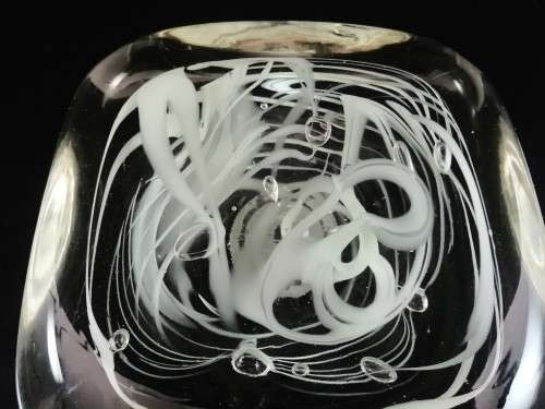 Murano clear and white swirl glass table ornaments paperweight