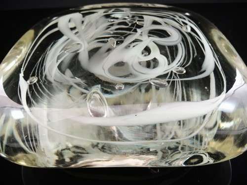 Murano clear and white swirl glass table ornaments paperweight