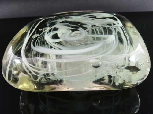 Murano clear and white swirl glass table ornaments paperweight