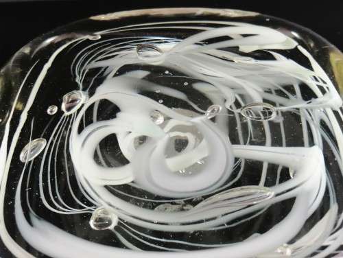 Murano clear and white swirl glass table ornaments paperweight