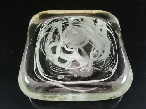 Murano clear and white swirl glass table ornaments paperweight