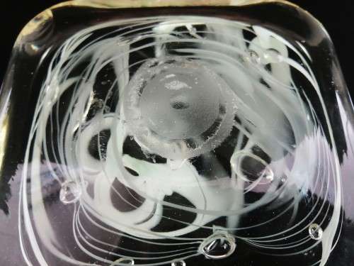 Murano clear and white swirl glass table ornaments paperweight