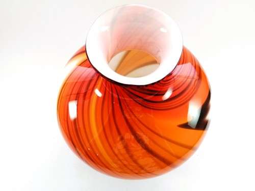 Large Mid-centry Art glass vibrant orange and red vase