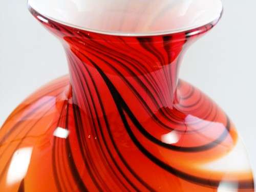 Large Mid-centry Art glass vibrant orange and red vase