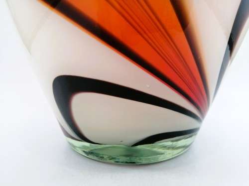 Large Mid-centry Art glass vibrant orange and red vase