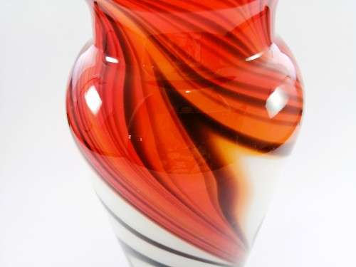 Large Mid-centry Krosna Josefina? Art glass vibrant orange and red vase