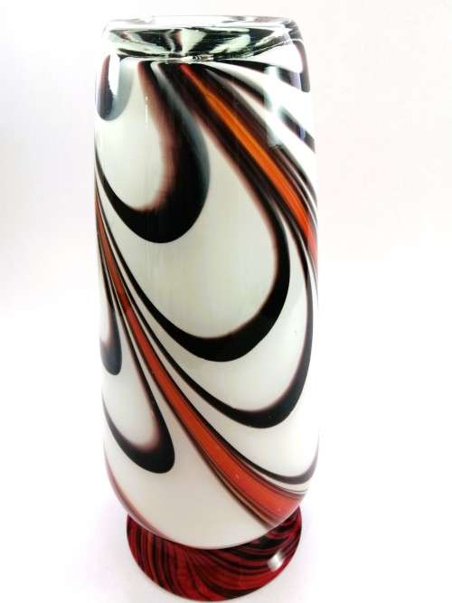 Large Mid-centry Krosna Josefina? Art glass vibrant orange and red vase