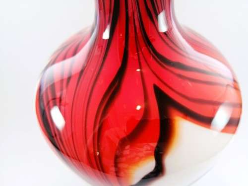 Mid-centry Krosna Josefina? Art glass vibrant orange and red vase