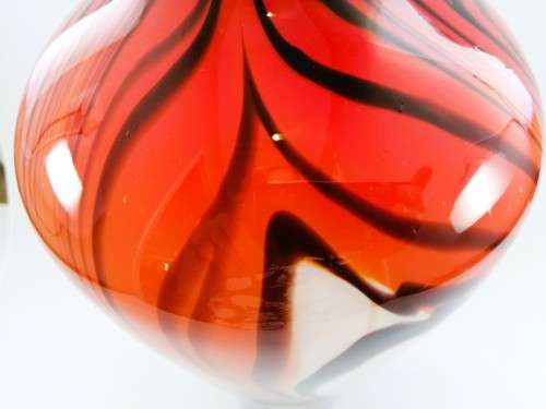 Mid-centry Krosna Josefina? Art glass vibrant orange and red vase