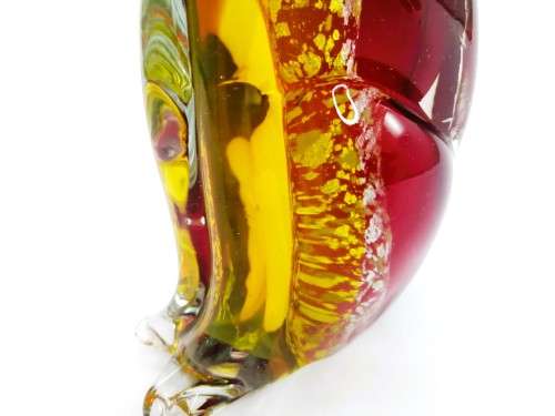 Vintage Murano Sommerso Hand Blown Large Art Glass Dog- Yellow, Red and Gold Flecks