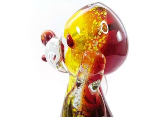 Vintage Murano Sommerso Hand Blown Large Art Glass Dog- Yellow, Red and Gold Flecks