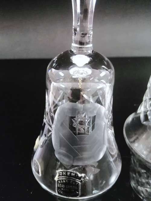 Vintage Bohemia Hand Cut Lead 24% Crystal Bell, Czechoslovakia and other