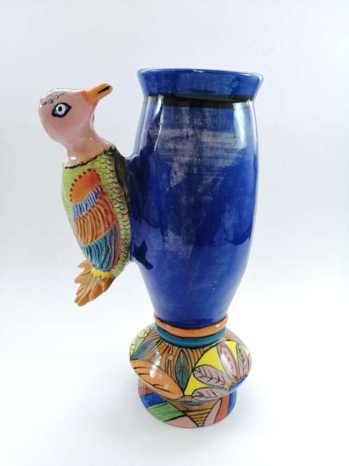 Ardmore Style SOUTH AFRICAN STUDIO ART POTTERY CANDLE HOLDER, ORNATELY DETAILED
