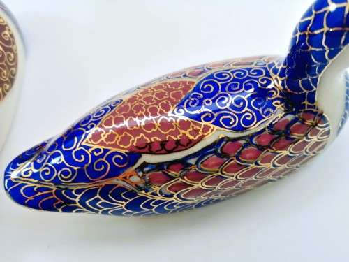 Two Vintage gold trim ceramic ducks