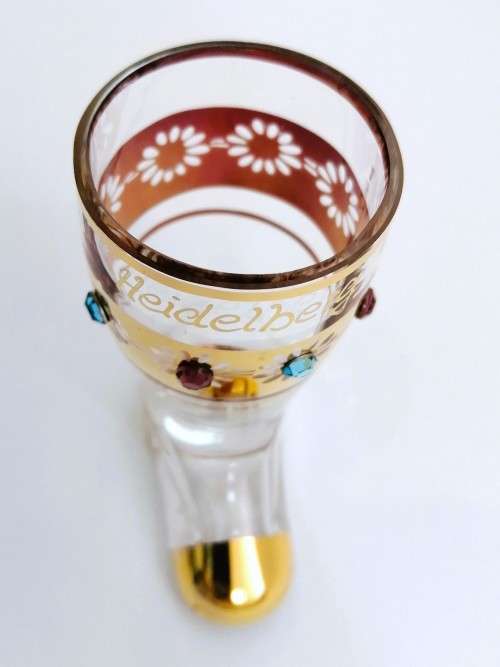Vintage Heidelberg bejeweled gold trim shot galss