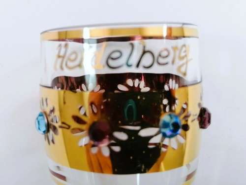Vintage Heidelberg bejeweled gold trim shot galss