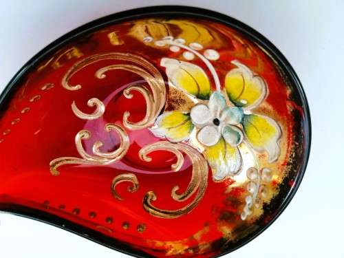 Vintage Italian  Red & Gold Venetian De - Ar Sesto Fiorentini Italian Dish