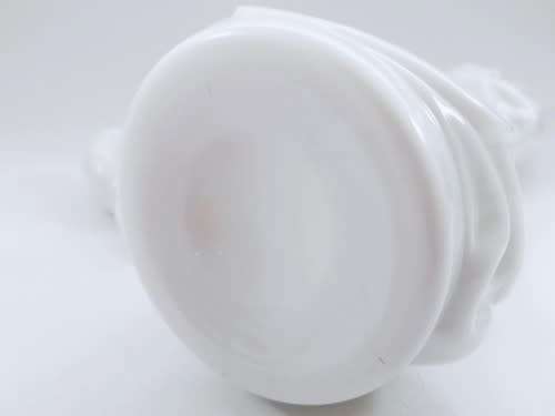 TALL RARE VINTAGE MID-CENTURY MILK GLASS GENIE DECANTER WITH A HAND AND DAGGER MOTIF