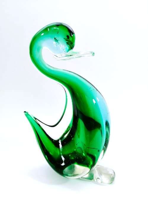 Murano Art Glass Large Green Duck Goose Bird