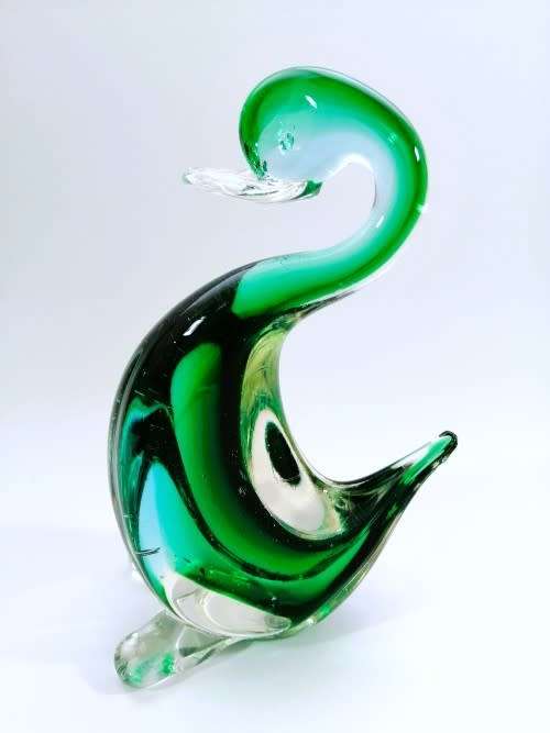 Murano Art Glass Large Green Duck Goose Bird