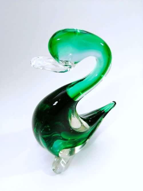 Murano Art Glass Large Green Duck Goose Bird