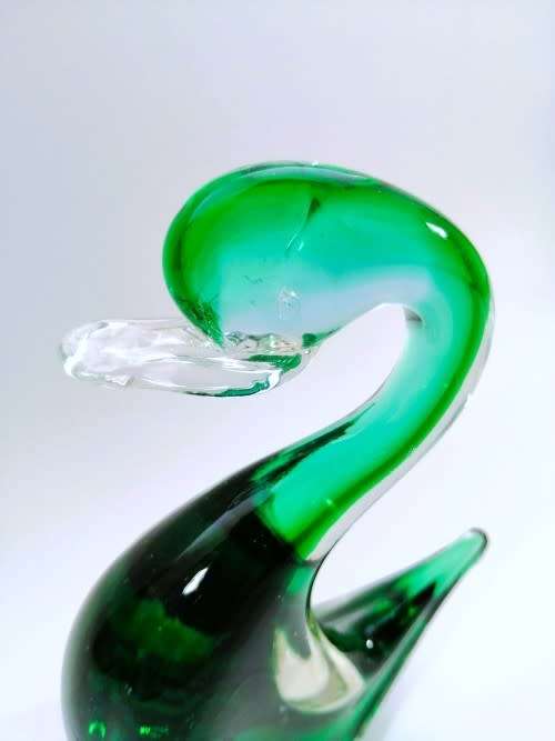Murano Art Glass Large Green Duck Goose Bird